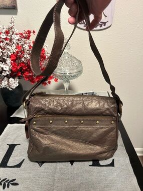 Great American Leatherworks Studded Metallic Bronze Bag with Adjustable Strap